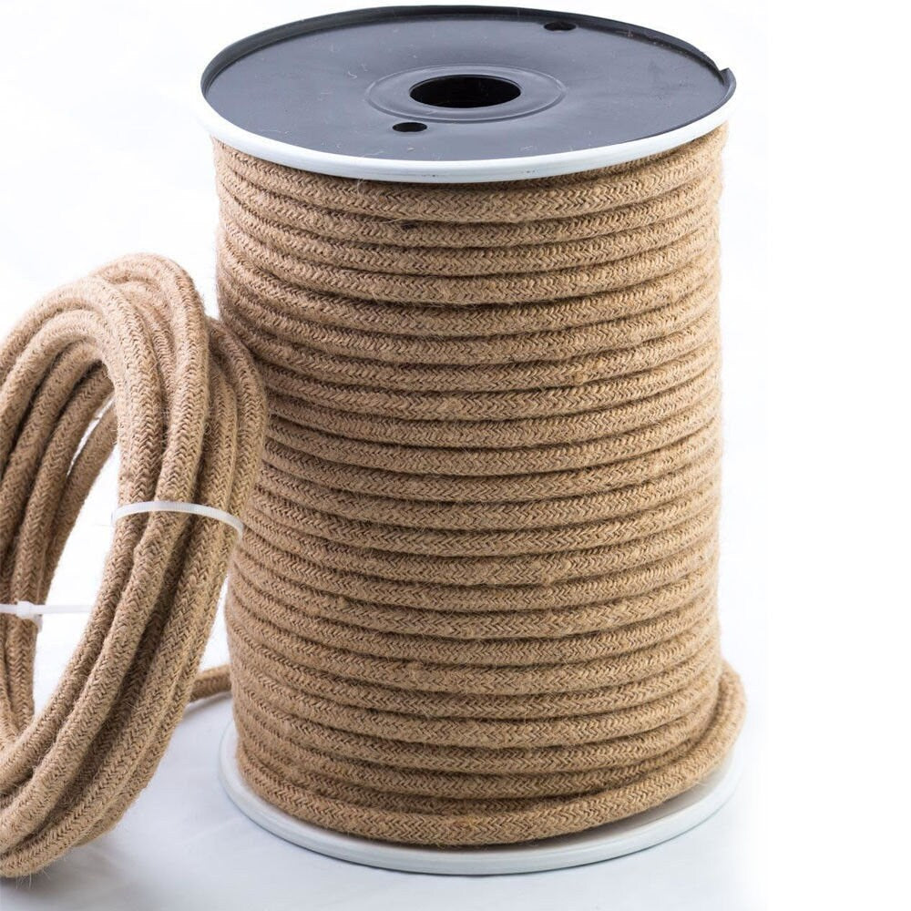 Balkenlampe aus alten Weide-Pfhlen Eiche mit Textilkabel Jute